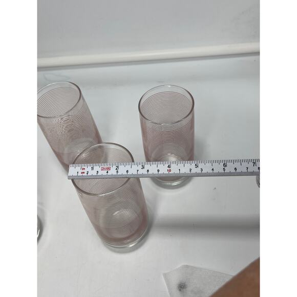 Set of 5 Anchor Hocking Banded Striped Tumblers Mid Century Modern Glasses VTG - Picture 5 of 6
